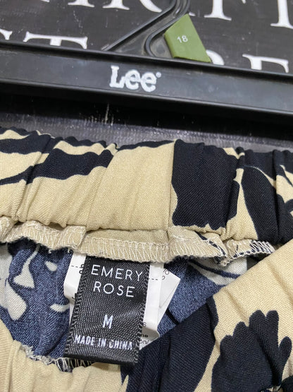 EMERY ROSE |M| WAIST 26| A57| BEIGE AND BLACK FLORAL-PRINT WIDE-LEG TECHNICAL UTILITY TROUSERS