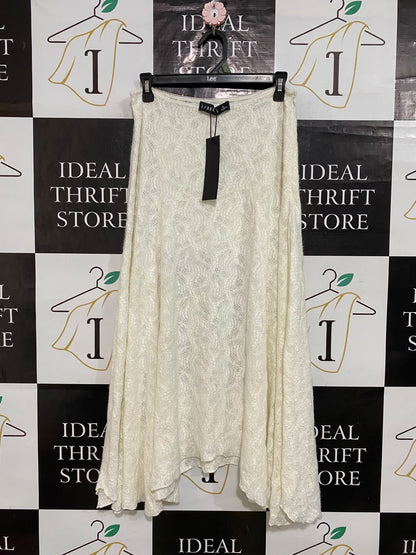 LIONESS |L| WAIST 32| A57| OFF-WHITE LACE TEXTURED TECHNICAL UTILITY MAXI SKIRT