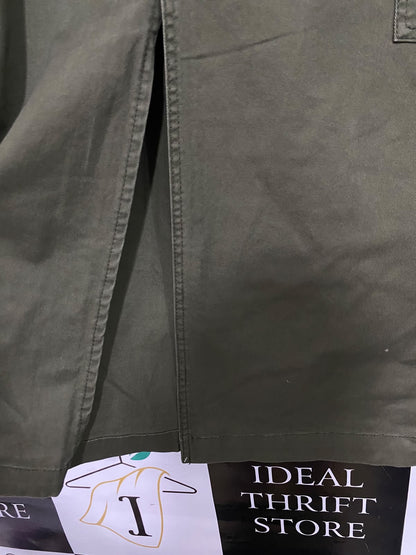WELL WORM |L| WAIST 32| A57| OLIVE GREEN CARGO-POCKET TECHNICAL UTILITY MIDI SKIRT