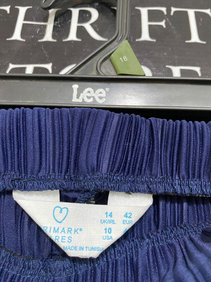 PRIMARK CARES |L| WAIST 29| A57| NAVY BLUE PLEATED WIDE-LEG TECHNICAL UTILITY TROUSERS
