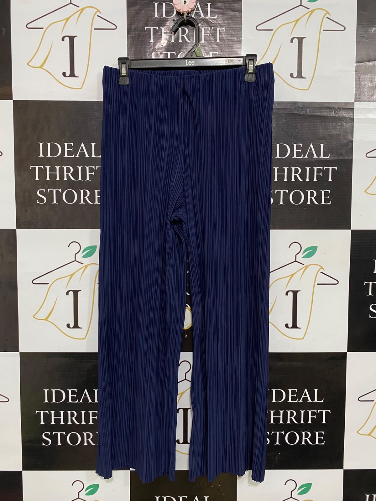 PRIMARK CARES |L| WAIST 29| A57| NAVY BLUE PLEATED WIDE-LEG TECHNICAL UTILITY TROUSERS