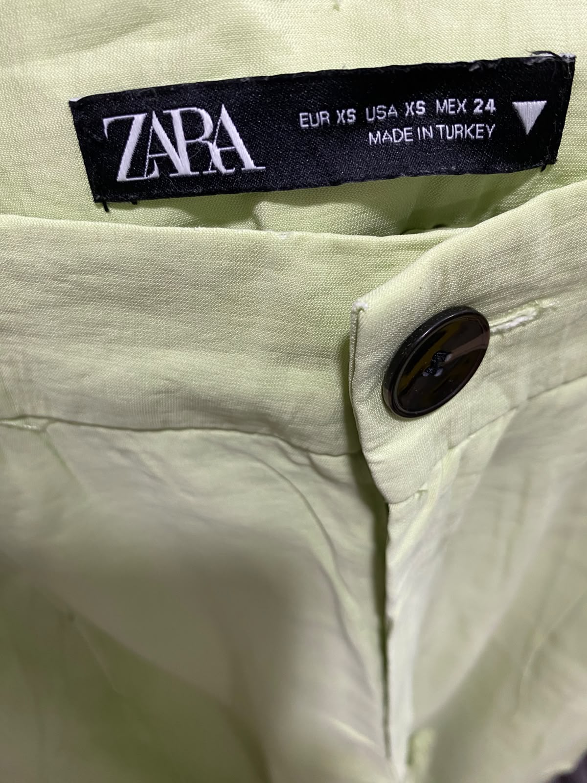 ZARA |XS| WAIST 26| A57| PALE GREEN HIGH-WAISTED WIDE-LEG TECHNICAL UTILITY TROUSERS
