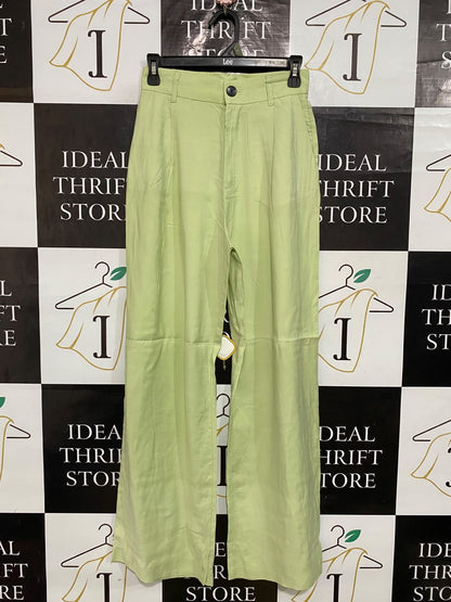 ZARA |XS| WAIST 26| A57| PALE GREEN HIGH-WAISTED WIDE-LEG TECHNICAL UTILITY TROUSERS