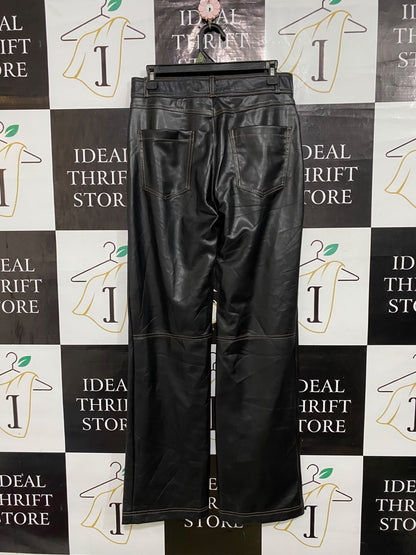 ZARA |M| WAIST 30| A57| BLACK FAUX-LEATHER WIDE-LEG TECHNICAL UTILITY TROUSERS