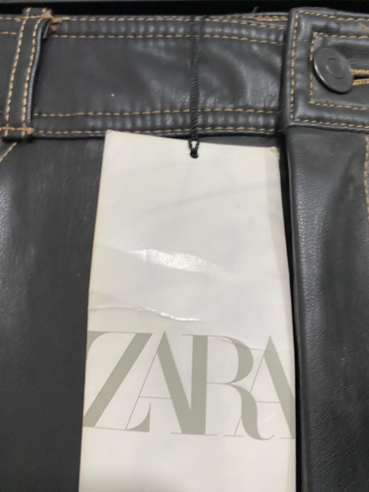 ZARA |M| WAIST 30| A57| BLACK FAUX-LEATHER WIDE-LEG TECHNICAL UTILITY TROUSERS