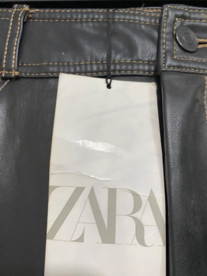 ZARA |M| WAIST 30| A57| BLACK FAUX-LEATHER WIDE-LEG TECHNICAL UTILITY TROUSERS