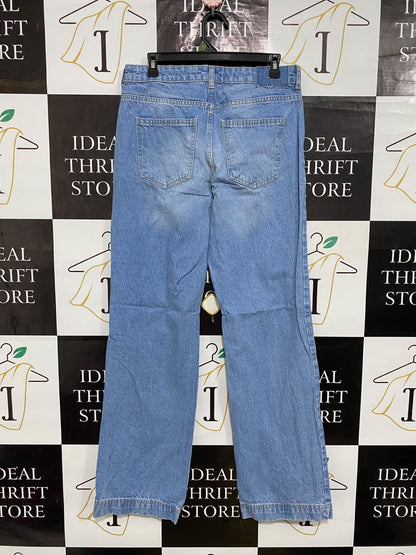 ZARA |S| WAIST 32| A57| LIGHT WASH DENIM UTILITY POCKET TECHNICAL TROUSERS