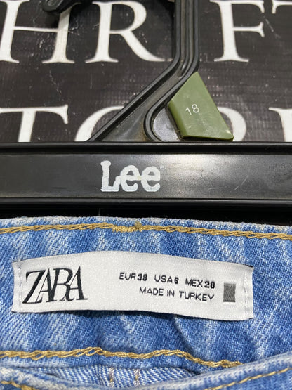 ZARA |S| WAIST 32| A57| LIGHT WASH DENIM UTILITY POCKET TECHNICAL TROUSERS