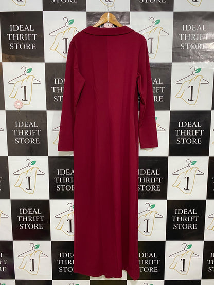 BOOHOO |L| BUST 21| A57| BURGUNDY BLAZER-STYLE TECHNICAL UTILITY MAXI DRESS
