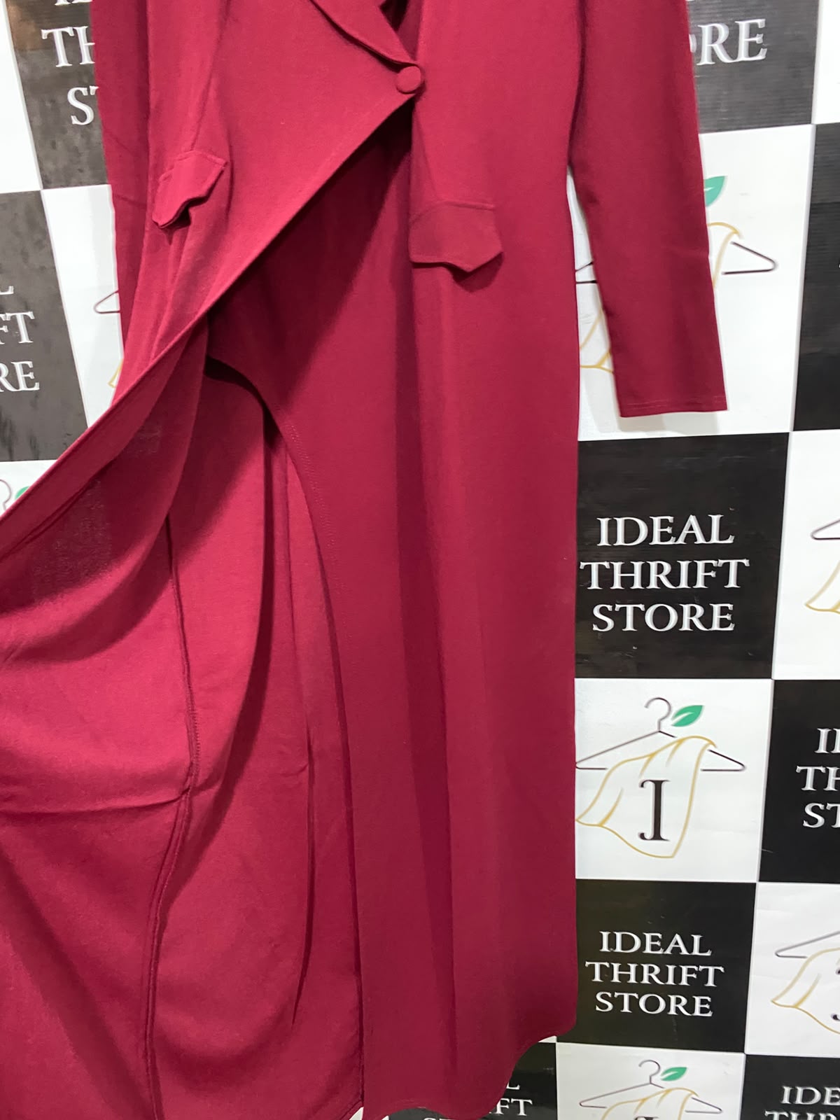 BOOHOO |L| BUST 21| A57| BURGUNDY BLAZER-STYLE TECHNICAL UTILITY MAXI DRESS