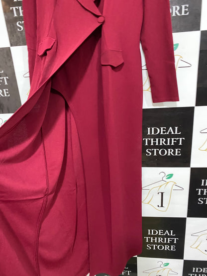 BOOHOO |L| BUST 21| A57| BURGUNDY BLAZER-STYLE TECHNICAL UTILITY MAXI DRESS
