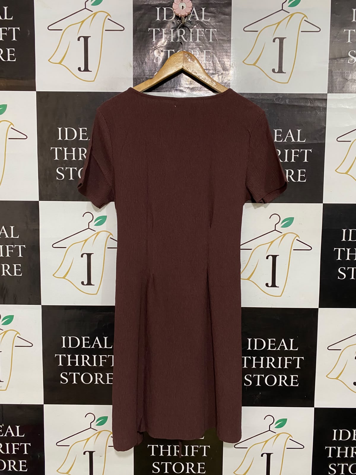 ANKO |L| BUST 19| A57| BROWN BUTTON-FRONT SHORT-SLEEVE TECHNICAL UTILITY DRESS