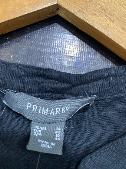 PRIMARK |L| BUST 22| A57| BLACK MANDARIN-COLLAR BUTTON-FRONT TECHNICAL UTILITY MIDI DRESS