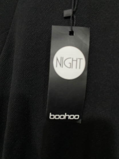 BOOHOO |M| BUST 16| A57| BLACK SHORT-SLEEVE GATHERED-WAIST TECHNICAL UTILITY MIDI DRESS