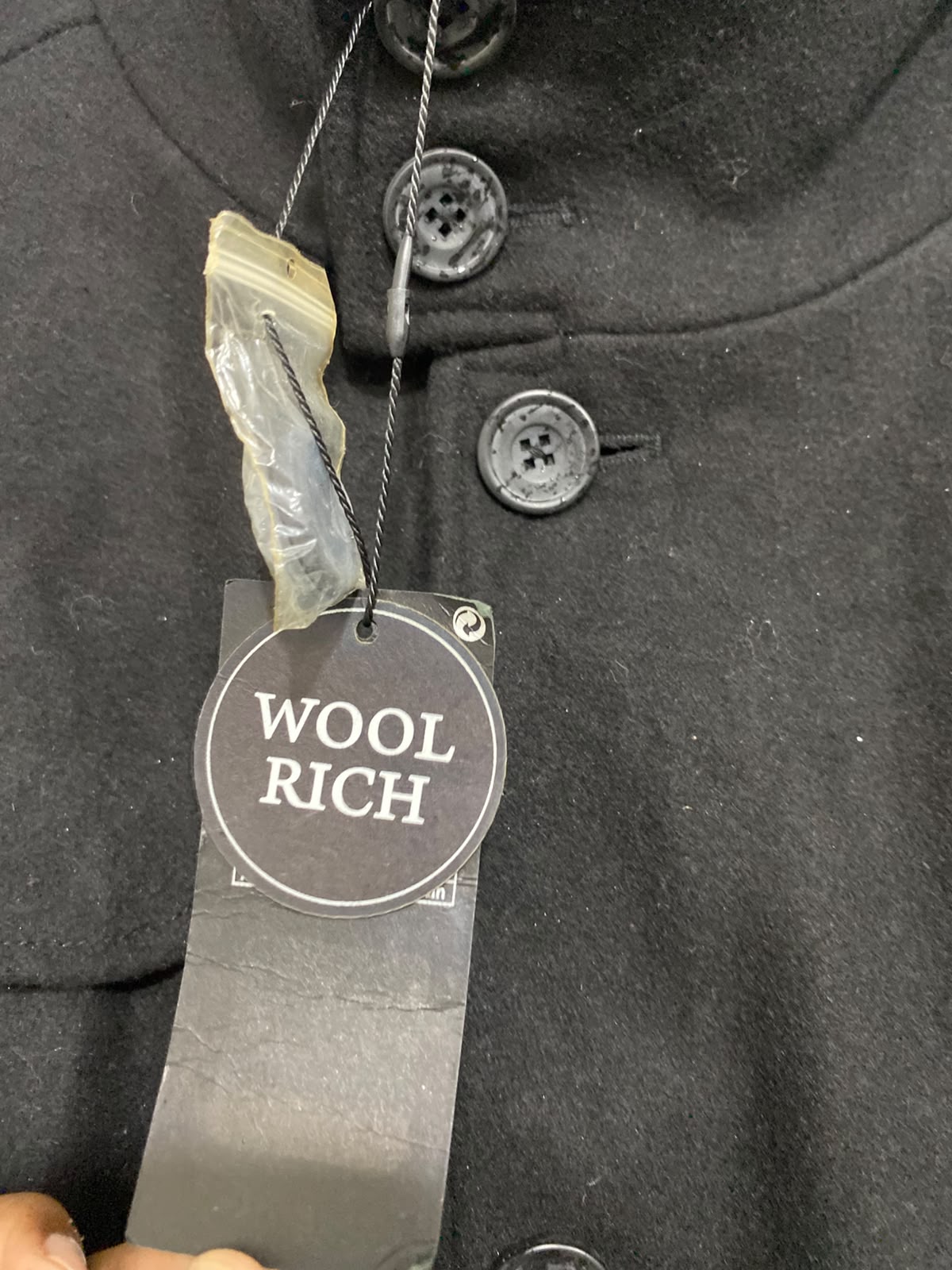 CEDAR WOOD STATE |XXL| BUST 26| A42| BLACK STAND-COLLAR TECHNICAL UTILITY WOOL COAT