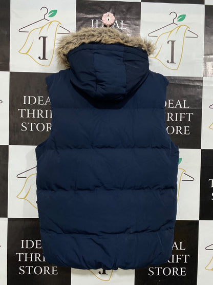 SOULCAL & CO |S| BUST 23| A42| NAVY BLUE FAUX-FUR HOODED TECHNICAL UTILITY PUFFER VEST
