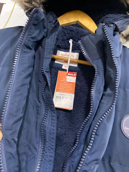 SOULCAL & CO |S| BUST 23| A42| NAVY BLUE FAUX-FUR HOODED TECHNICAL UTILITY PUFFER VEST