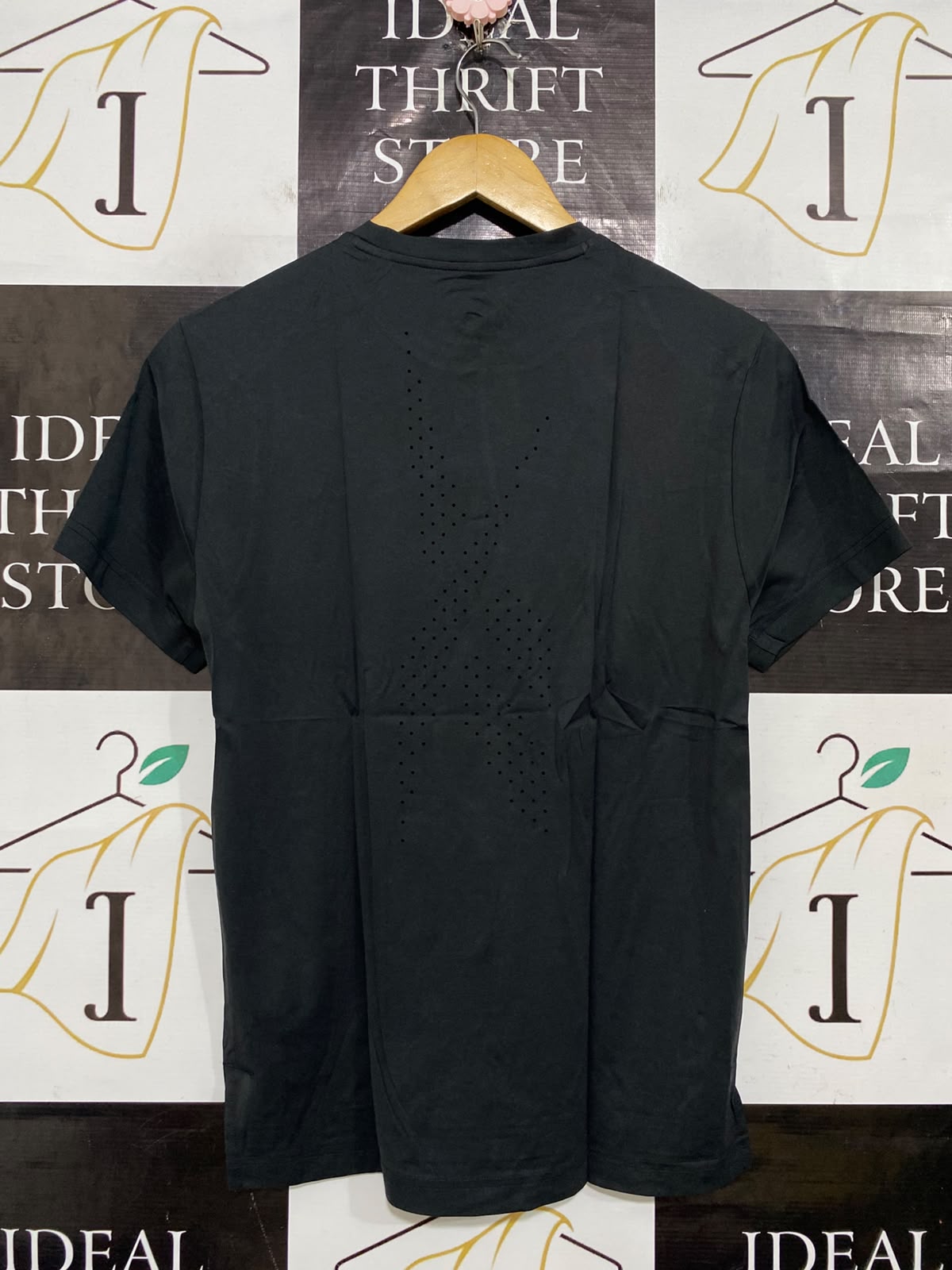 REEBOK |XS| BUST 17| A57| BLACK CREWNECK LOGO TECHNICAL UTILITY T-SHIRT