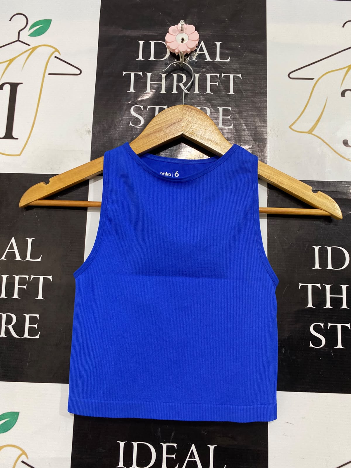 ANKO |XS| BUST 11| A57| ROYAL BLUE RIBBED SEAMLESS TECHNICAL UTILITY CROP TOP