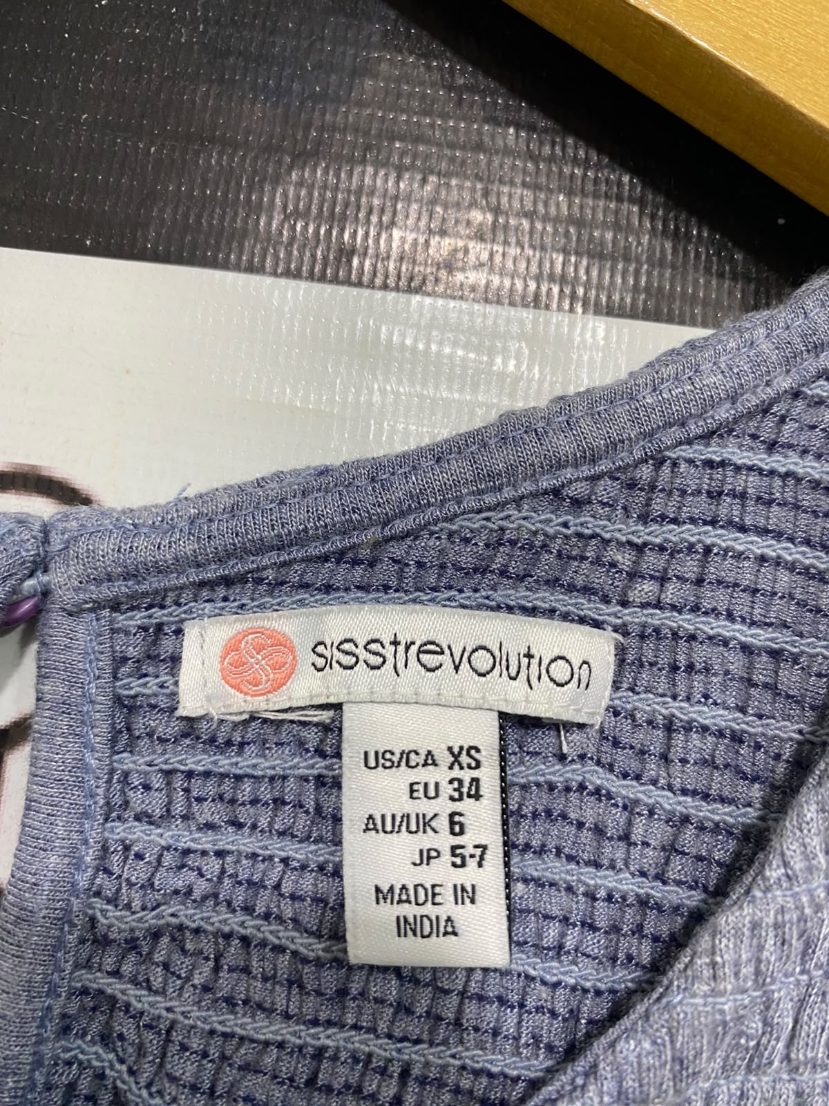SISSTREVOLUTION |XS| BUST 15| A57| PERIWINKLE BLUE SMOCKED TECHNICAL UTILITY BLOUSE