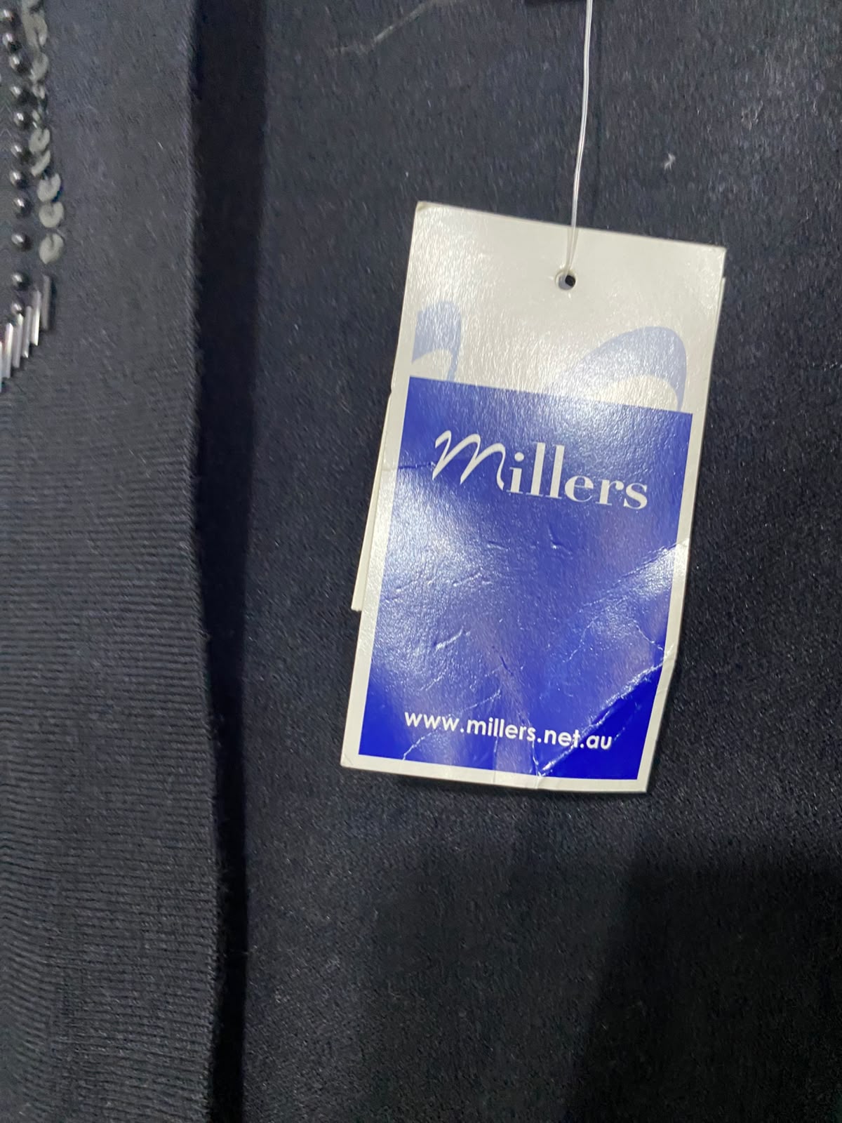 MILLERS |M| BUST 18| A57| BLACK BEADED SHOULDER OPEN-FRONT TECHNICAL UTILITY BOLERO JACKET
