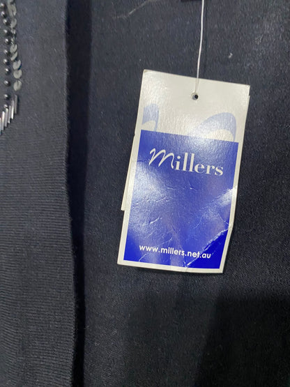 MILLERS |M| BUST 18| A57| BLACK BEADED SHOULDER OPEN-FRONT TECHNICAL UTILITY BOLERO JACKET