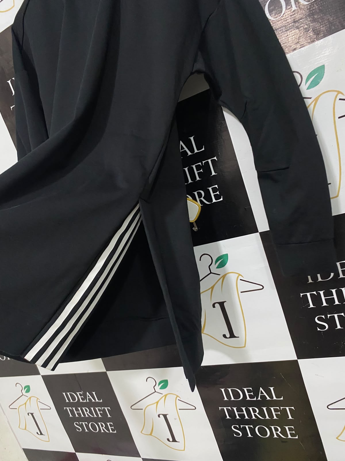 ADIDAS |L| BUST 23| A57| BLACK CREWNECK 3-STRIPE PANEL TECHNICAL UTILITY SWEATSHIRT