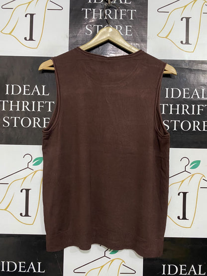 ANKO |L| BUST 19| A57| BROWN SLEEVELESS KNIT TECHNICAL UTILITY TANK TOP