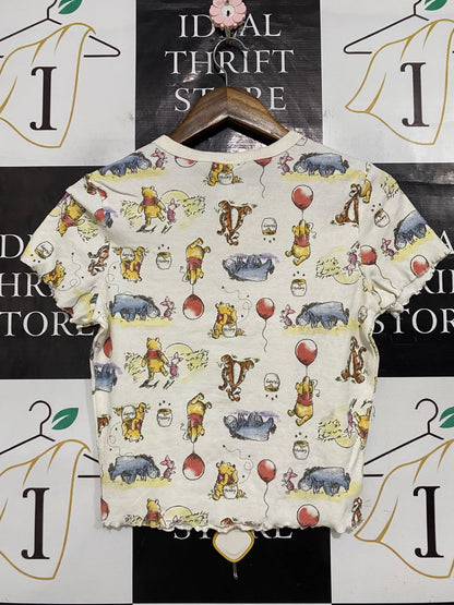 DISNEP |S| BUST 16| A57| WINNIE THE POOH ALL-OVER PRINT TECHNICAL UTILITY CROP T-SHIRT