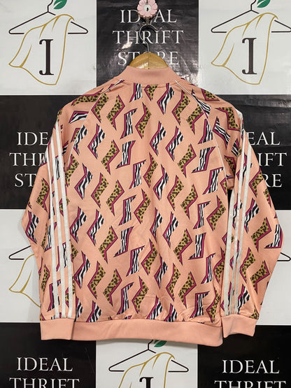 ADIDAS |M| BUST 19| A57| PEACH ANIMAL-PRINT ZIP-UP TECHNICAL UTILITY TRACK JACKET