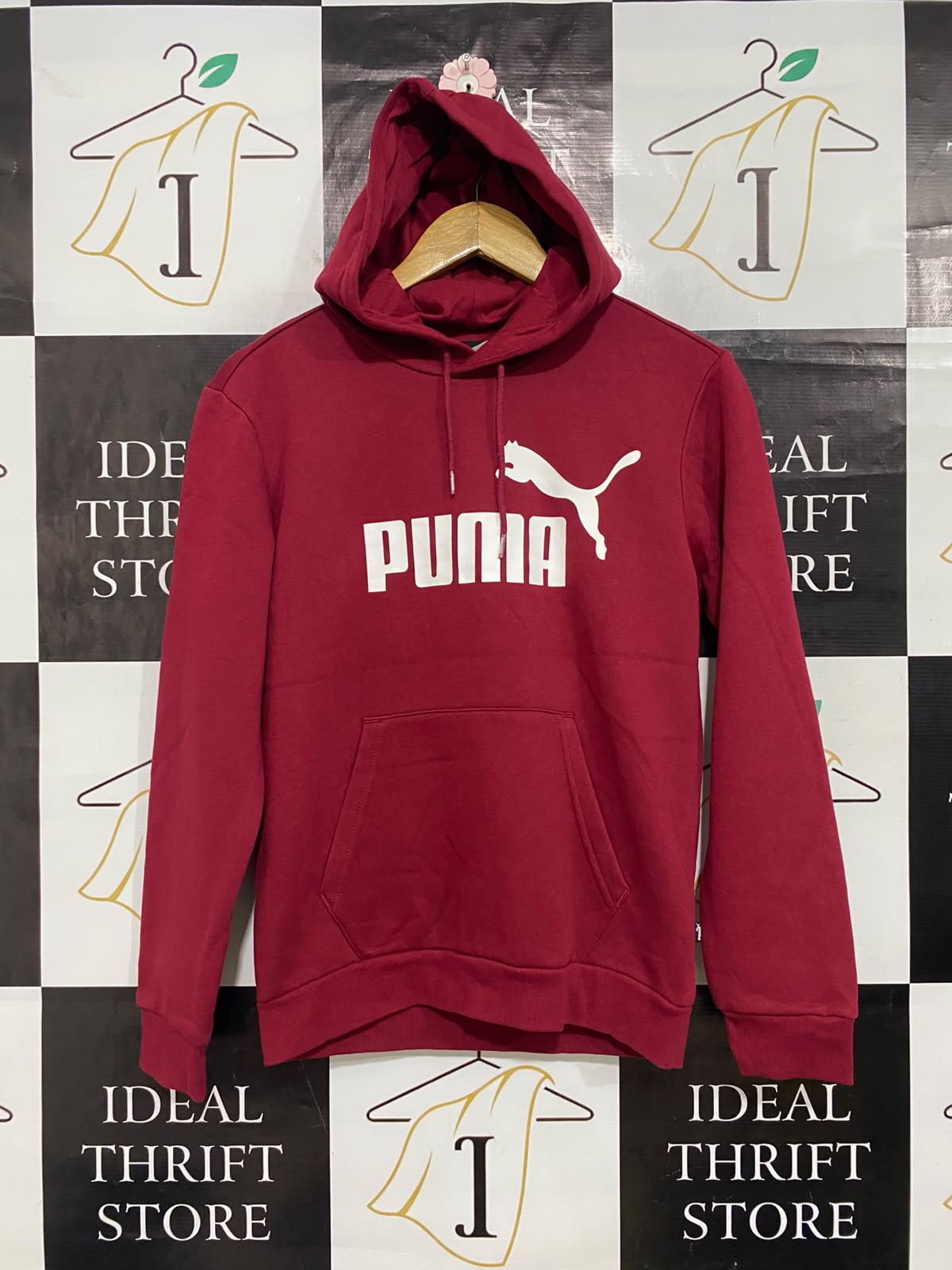 PUMA |XS| BUST 20| A57| BURGUNDY LOGO PULLOVER TECHNICAL UTILITY HOODIE