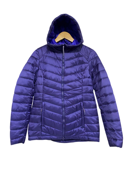 TCHIBO |S| BUST 20| A57| DEEP PURPLE HOODED QUILTED TECHNICAL UTILITY PUFFER JACKET