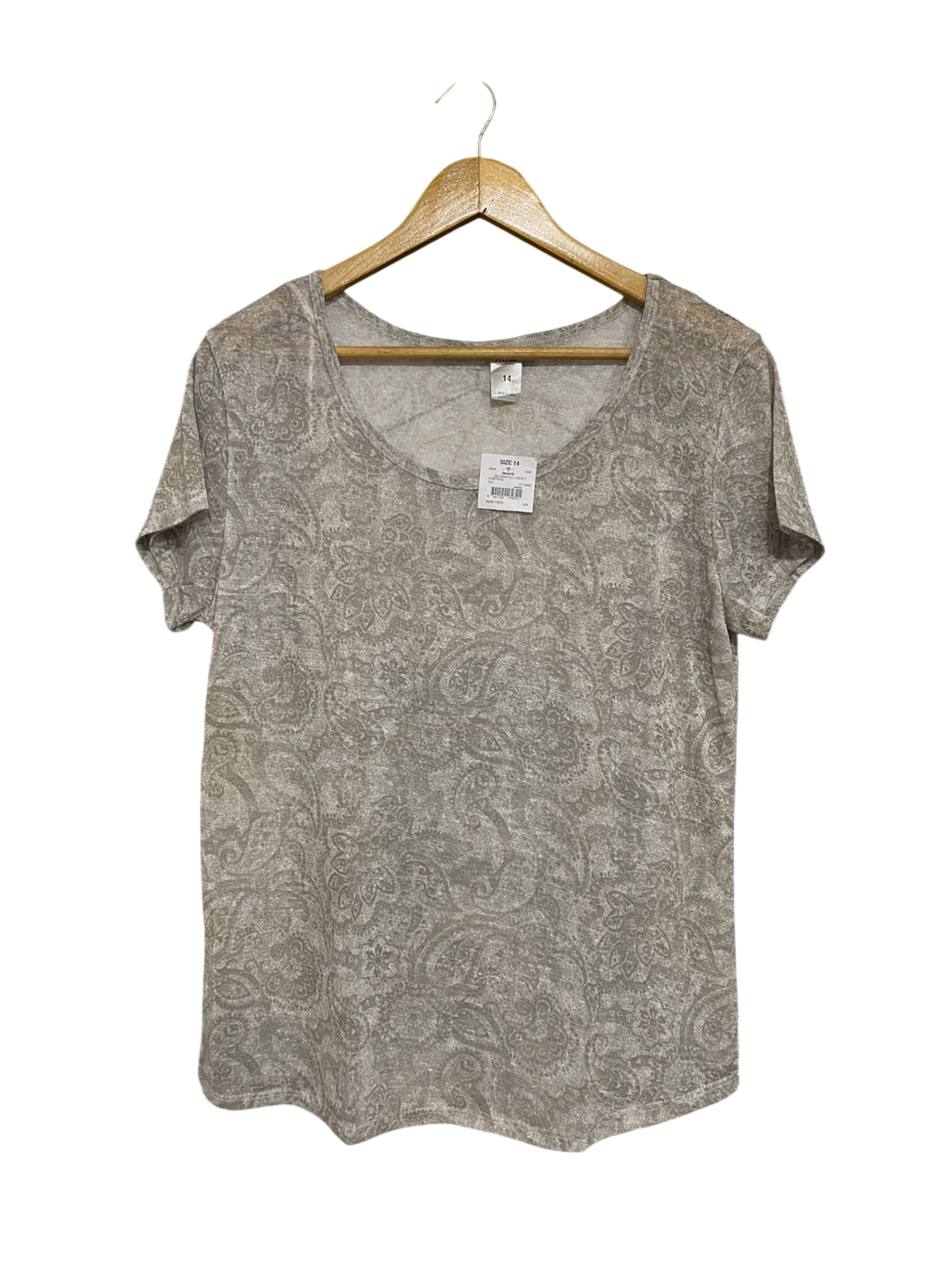 NOW |M| BUST 20| A57| TAUPE PAISLEY-PRINT SCOOP-NECK TECHNICAL UTILITY T-SHIRT
