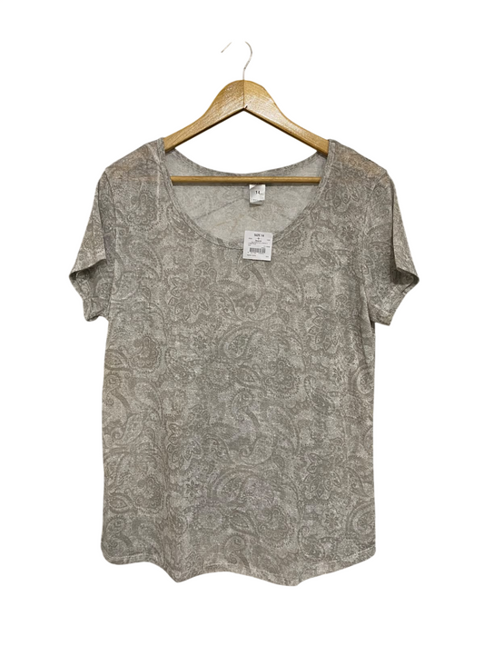 NOW |M| BUST 20| A57| TAUPE PAISLEY-PRINT SCOOP-NECK TECHNICAL UTILITY T-SHIRT