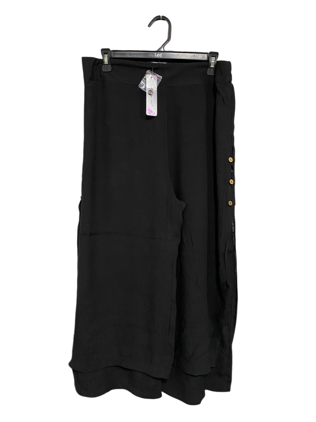 MISSY |XL| WAIST 33| A57| BLACK WIDE-LEG BUTTON-SIDE TECHNICAL UTILITY TROUSERS