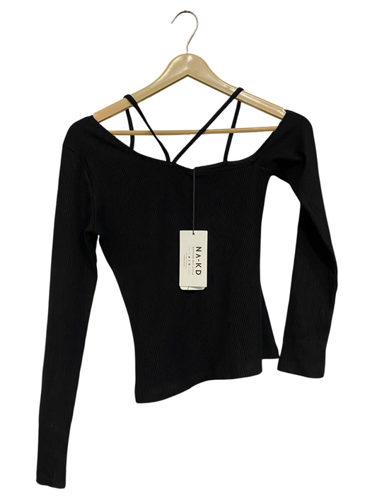 NAKD |XS| BUST 15| A57| BLACK STRAPPY-DETAIL TECHNICAL UTILITY TOP