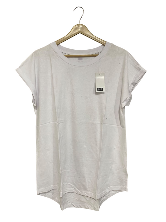 F&F |M| BUST 21| A57| WHITE CREWNECK ROLLED-SLEEVE TECHNICAL UTILITY T-SHIRT