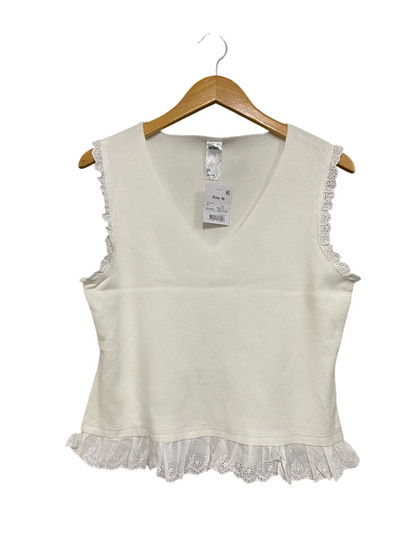 ANKO |M| BUST 16| A57| OFF-WHITE V-NECK EYELET-TRIM TECHNICAL UTILITY TANK TOP