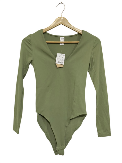 ANKO |XS| BUST 13| A57| SAGE GREEN V-NECK LONG-SLEEVE TECHNICAL UTILITY BODYSUIT