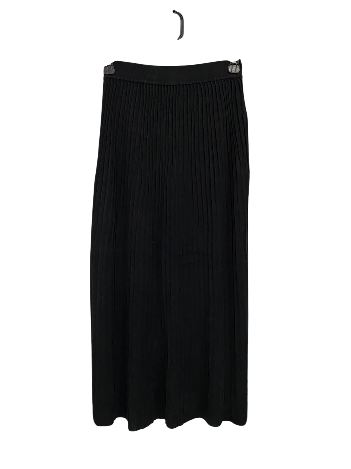 KOOKAI |XS| WAIST 24| A57| BLACK RIBBED-KNIT ELASTIC-WAIST TECHNICAL UTILITY MIDI SKIRT