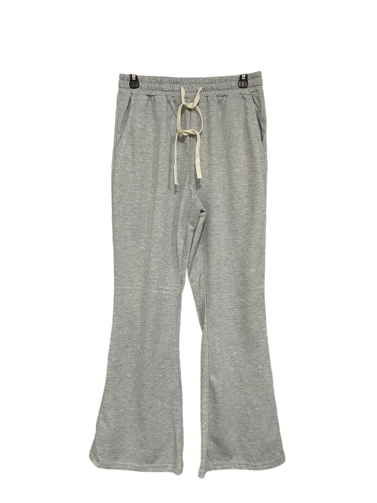 |S| WAIST 28| A57| GREY HEATHERED DRAWSTRING FLARE TECHNICAL UTILITY SWEATPANTS