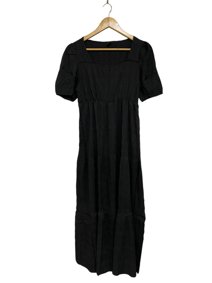 SHEIN |M| BUST 16| A58| BLACK SQUARE-NECK SHORT-SLEEVE TECHNICAL UTILITY MAXI DRESS