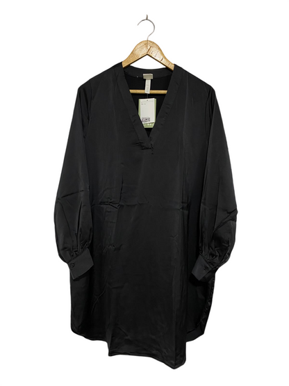 H&M |S| BUST 22| A58| BLACK V-NECK LONG-SLEEVE TECHNICAL UTILITY TUNIC DRESS