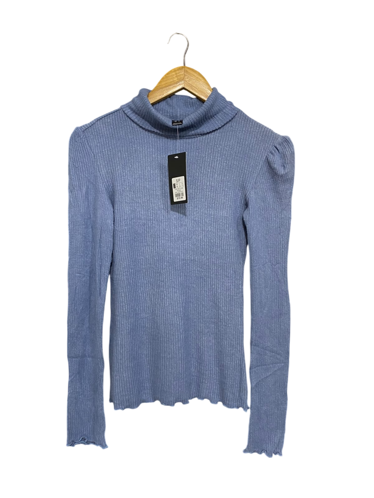 STREETWEAR SOCIETY |S| BUST 15| A58| BLUE RIBBED TURTLENECK TECHNICAL UTILITY TOP