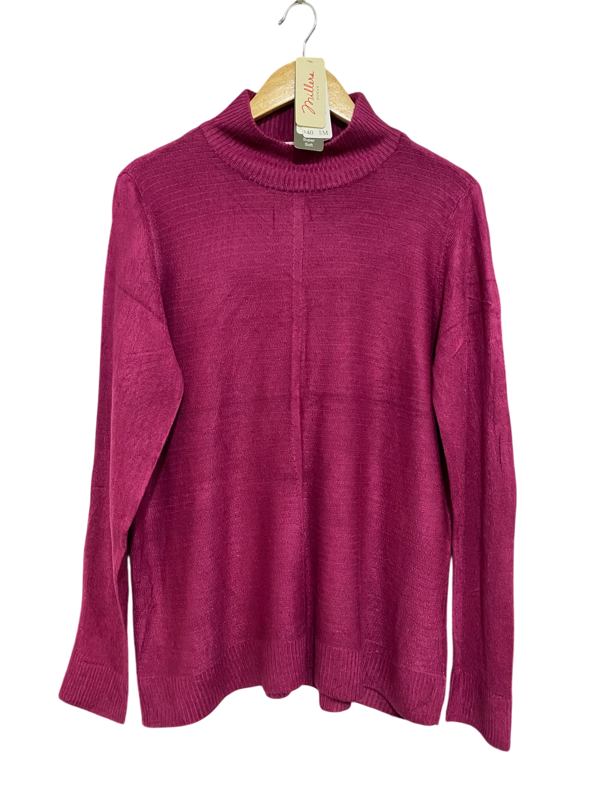 MILLERS |M| BUST 21| A58| MAGENTA MOCK-NECK TECHNICAL UTILITY KNIT SWEATER