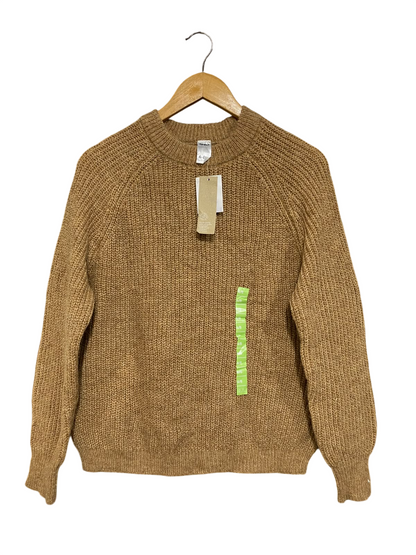 ANKO |M| BUST 21| A58| CAMEL RIBBED-KNIT CREWNECK TECHNICAL UTILITY SWEATER