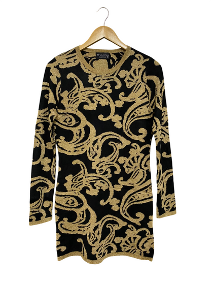 JV SELECTION |S| BUST 17| A58| BLACK & METALLIC GOLD BAROQUE-PATTERN TECHNICAL UTILITY MINI DRESS