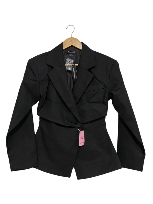 PRETTYLITTLE THING |S| BUST 16| A58| BLACK ASYMMETRIC TAILORED TECHNICAL UTILITY BLAZER