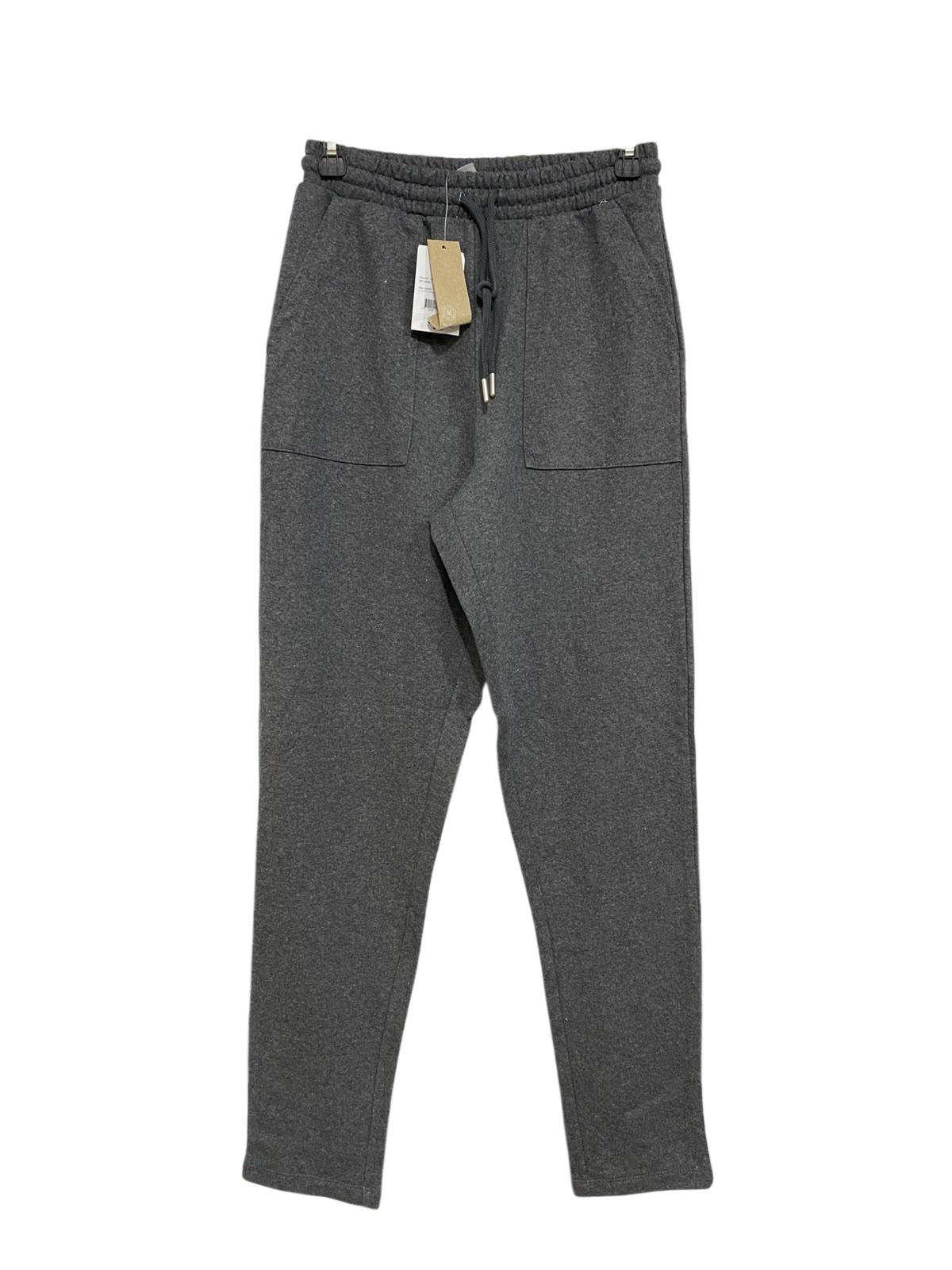 ANKO |S| WAIST 26| A58| CHARCOAL GREY PATCH-POCKET DRAWSTRING TECHNICAL UTILITY SWEATPANTS
