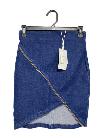 MISS SIXTY |XS| WAIST 26| A58| BLUE ASYMMETRIC ZIP-DETAIL TECHNICAL UTILITY DENIM SKIRT
